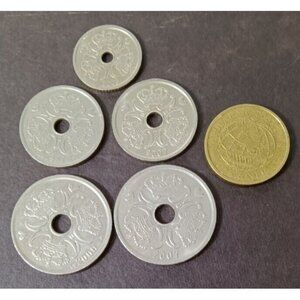 Denmark Kroner Coins 1 x1, 2 x 2, 2 x 5, 1 x 10 - 1997 to 2008 Circulated